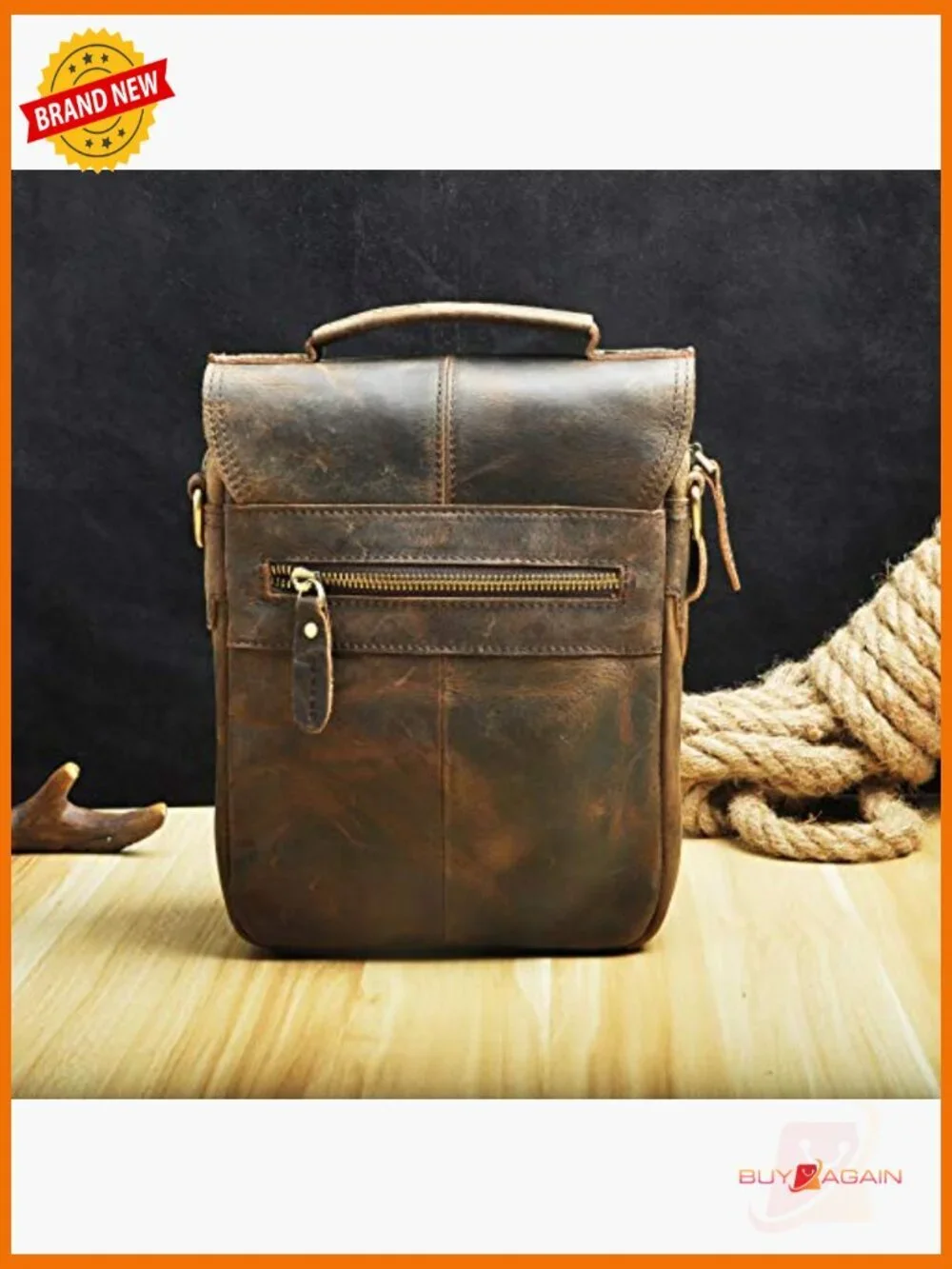 Genuine Leather Small Messenger Crossbody Bag Set with Belt Loops
